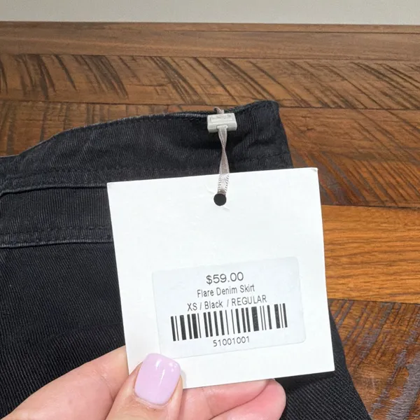 BLANK Black Denim Flared Knee Length Skirt Seamed Zip Solid XS Regular - Image 3