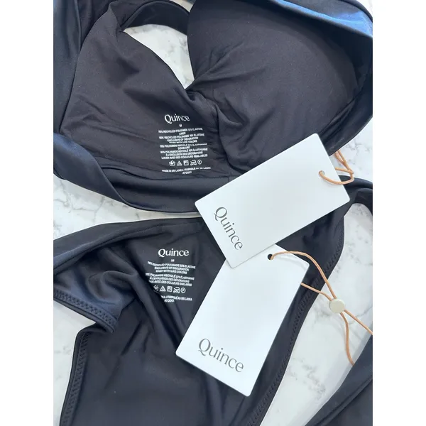 NWT Quince Black Italian Tank Bikini Top & High Leg Bottom Set Size Medium - Image 3