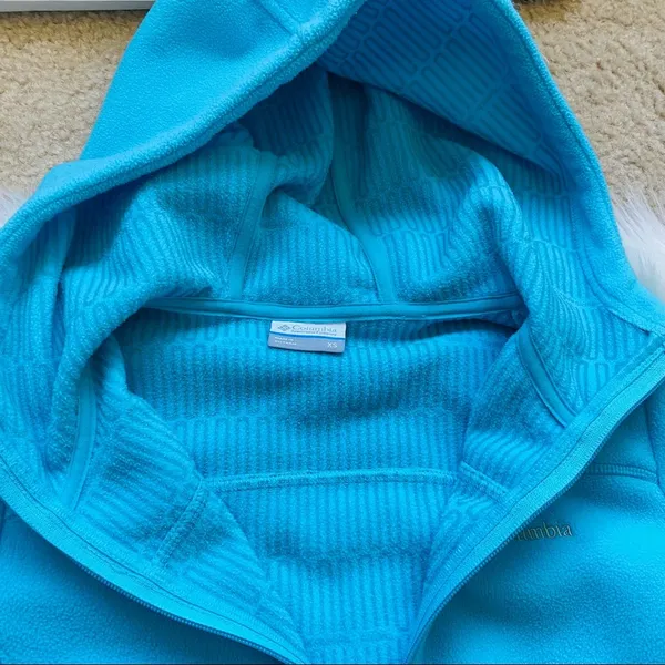 Columbia Women's Thermal Coil Zip-Up Hooded Fleece Jacket Turquoise size XS - Image 8