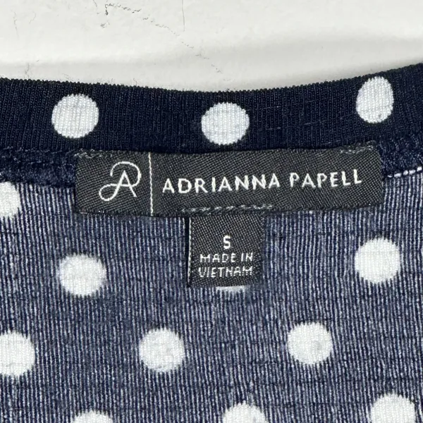 Adrianna Papell Womens Navy Blue White Polka‎ Dot V-Neck Sleeveless Blouse Small - Image 5