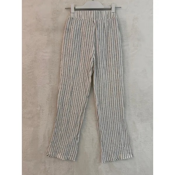 Rachel‎ Zoe Womens XS White Black Pinstripe Elastic Waist Straight Leg Pants - Image 7