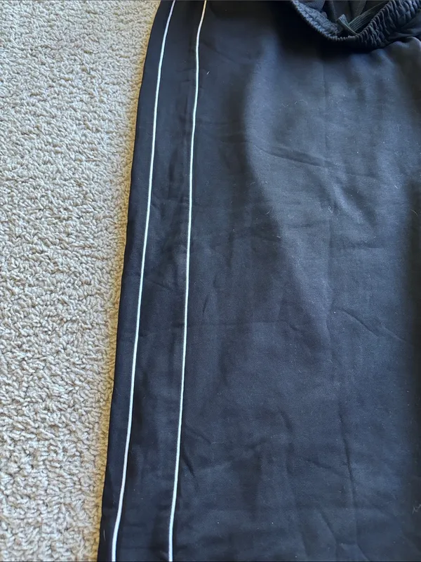 Black Wide Leg Track Pants with White Side Piping - Image 3