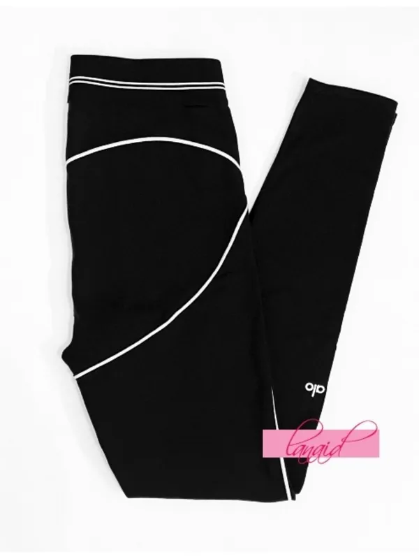 Alo Airbrush High-Waist Heart Throb Leggings Black White Hi-Rise Waisted Tights - Image 11