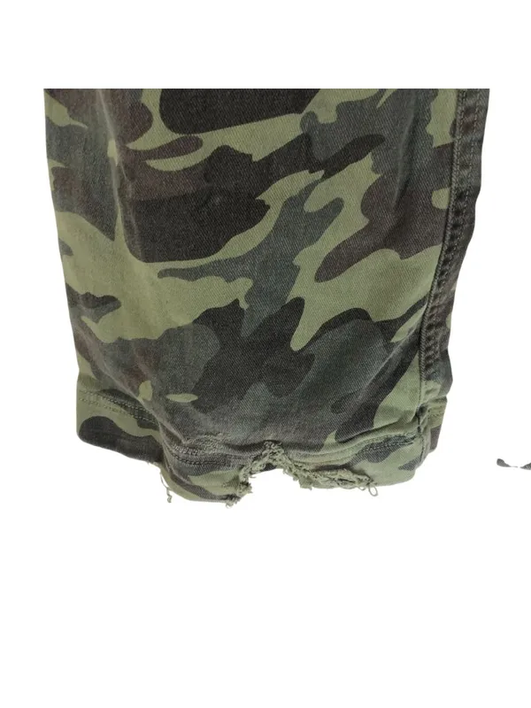 Garage Womens Camo Flare Jeans Size 01 Low Rise Distressed Hem Green - Image 4