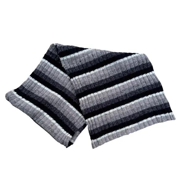 Vintage GAP Multicolor Striped 90s Grunge Scarf Wool Cotton Black‎ Tan Brown - Image 3