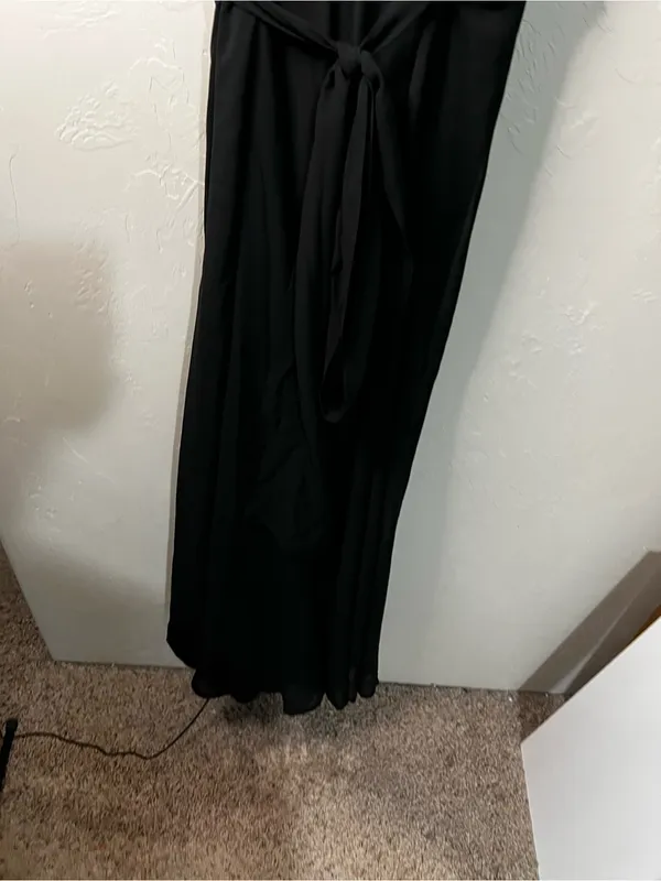Morilee Madeline Gardner 21681 Black Cutout Tie Waist Slit Chiffon Maxi Dress - Image 9