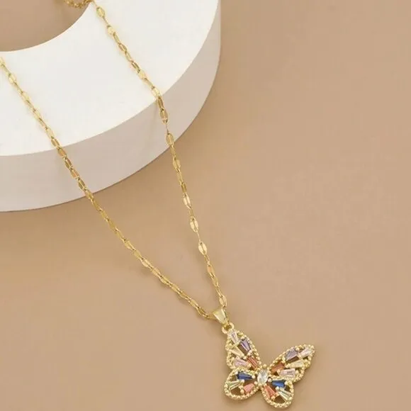 Women Zirconia Butterfly Stainless Steel Necklace - Image 3