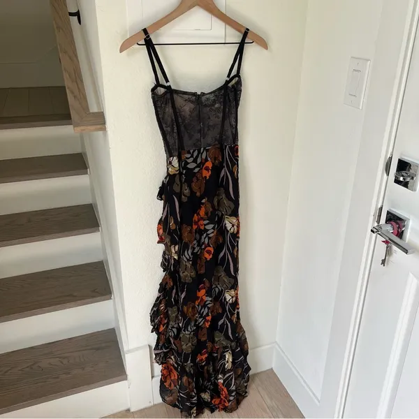 Katie May Revolve Take a Sip Midi Dress in Black 70's Floral - Image 4