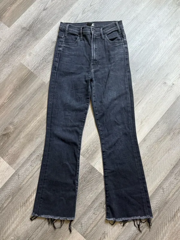 MOTHER The Hustler Ankle Fray Jeans Washed Black 27 Waist - Image 2