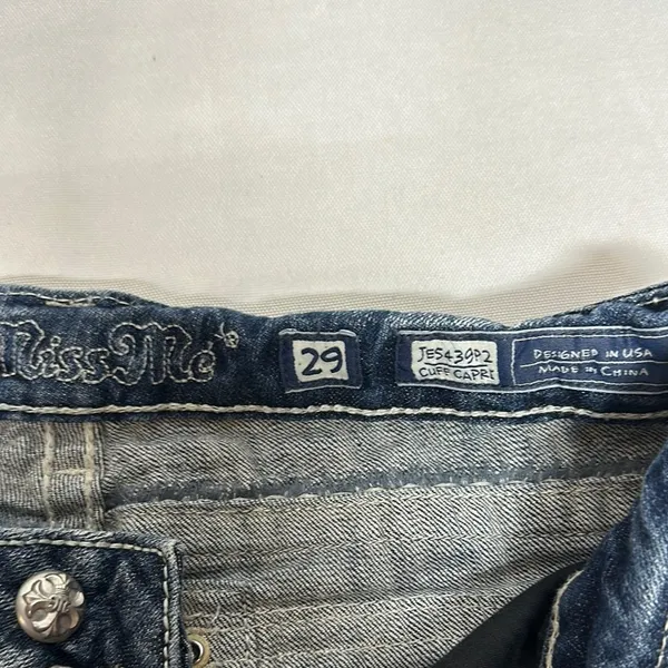 Miss Me Blue Cropped Jeans with Rhinestone Embellishments - Image 6
