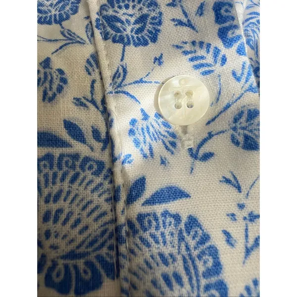 Kiel James Patrick Blue Floral Linen Blend Shirt Dress Nautical Cottage - Image 8
