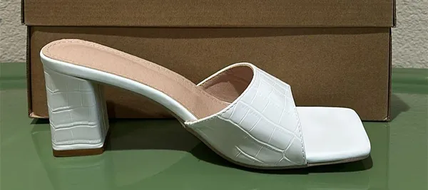 White Heeled Mules Size 11 - Image 2