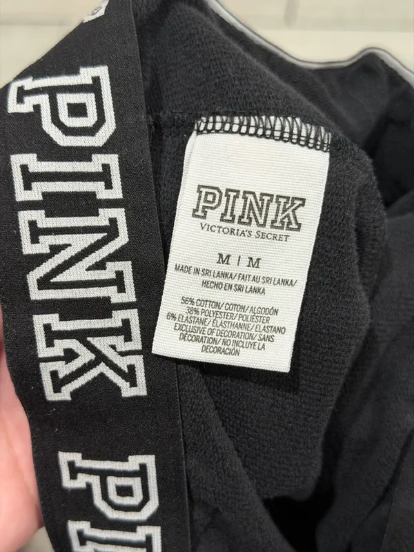 PINK Victoria's Secret Black Jogger Sweatpants with Pink Logo Patch - Image 4