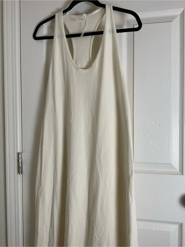 Title: NWT Zara Ecru White 100% Cotton Racerback Maxi Dress Size M - Image 4