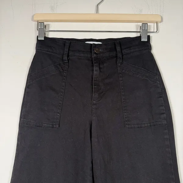 EVEREVE Black Stretch Cotton Blend Chino Wide Leg Pants | Size 24 - Image 2