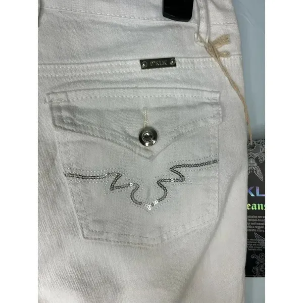 D*Klic White Jeans Size 34 inches Tall Denim Bedazzled Pockets NWT UK - Image 4