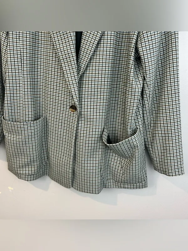 NWT A New Day Plaid White Blue Brown Oversized Preppy Blazer Jacket Size XXL - Image 5