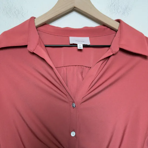 Cinq a Sept Women Arden‎ Mini Shirt Dress XS Sumac Ruched Jersey Knit Date Event - Image 5