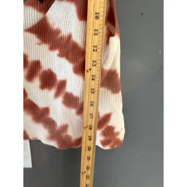 Forever 21 Vintage Y2k Tie‎ Dye Knit V-Neck Tank Top Terracotta Cream Size S - Image 5