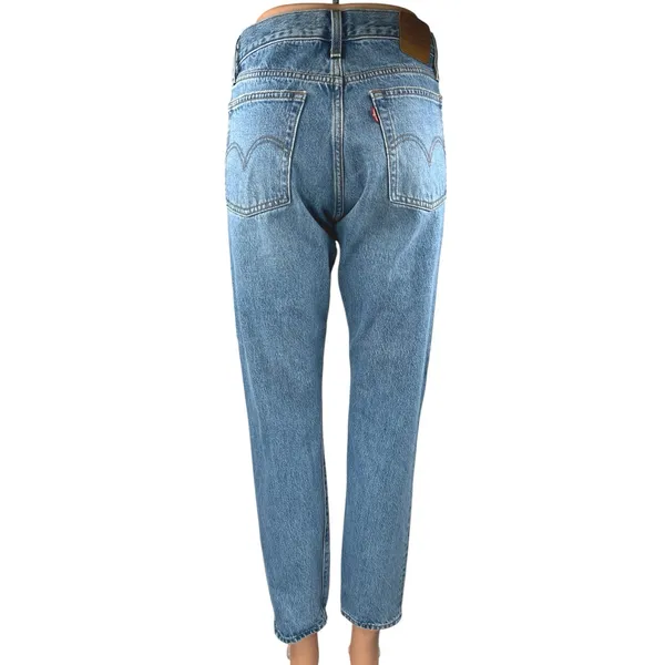 Levi's Premium Wedgie Blue Distressed High Waisted Straight Denim Jeans Size 26 - Image 3
