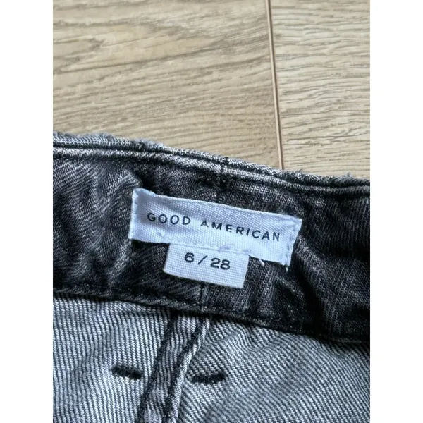 Good American Good Distressed Jeans Women's Size 6/28 Washed Out Black Mid Rise - Image 3