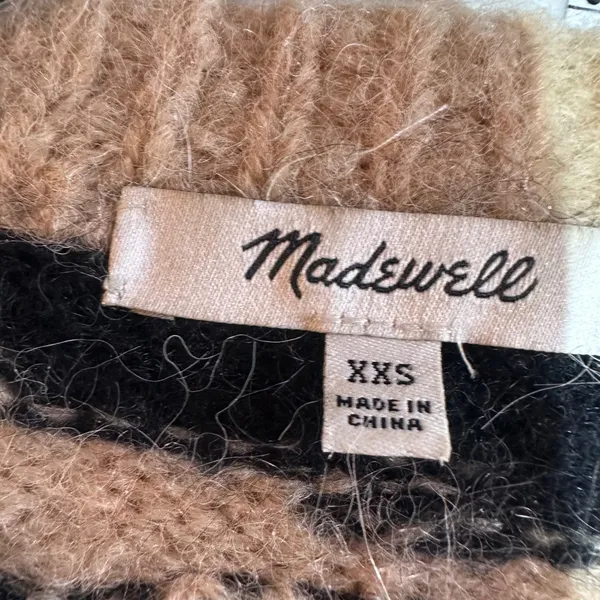 Madewell Deville Cardigan‎ Sweater in Tiger Stripe Size XXS Alpaca Wool Blend - Image 4
