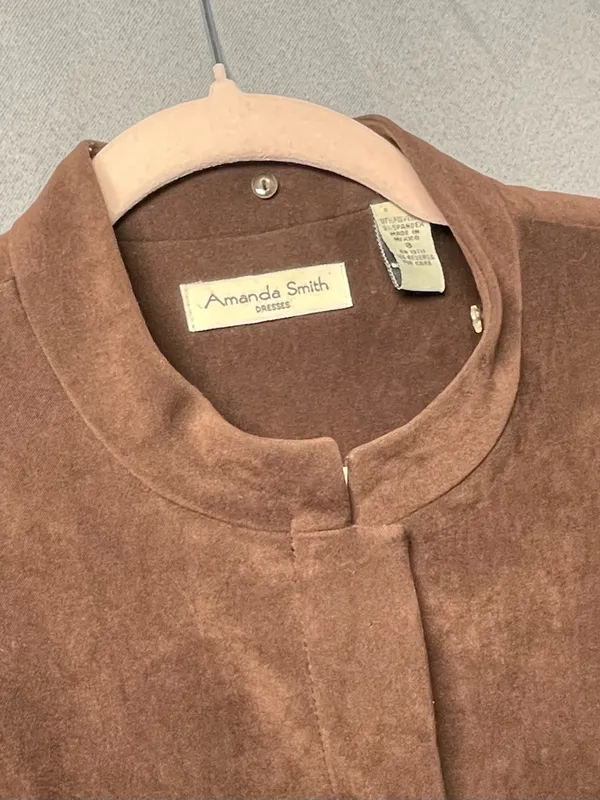 VTG 90s Amanda Smith Faux Suede Minimalist Jacket Brown Size 8 ~ Excellent - Image 2