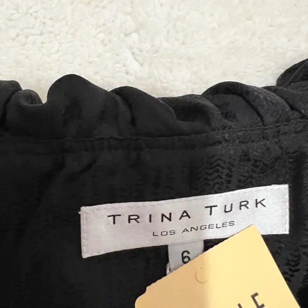 NWOT- Trina Turk Black Silk Sleeveless Top Size 6 - Image 2