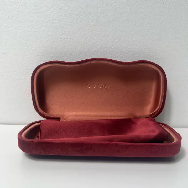 Gucci Red Velvet Large Clamshell Hard Sunglasses Eye Glasses Case - Image 12