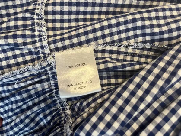 Nigel Preston For Free People Navy Gingham Tie-Front Peasant Blouse - Image 5