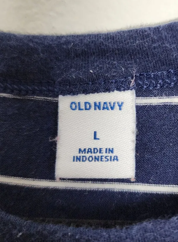 Old Navy Blue Striped Cotton Blend Dress L - Image 2
