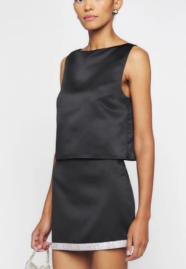 Reformation Tatiana Black Rhinestone Mini Skirt - Image 4