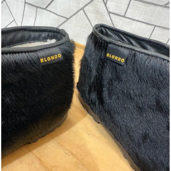 BLONDO Vintage Fur Booties Zipper Waterproof Low Lug Black Womens Size 6‎ - Image 12