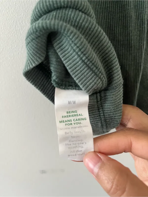 Aerie Olive Green Ribbed Tank Top Medium Minimalist Capsule Basic Loungewear - Image 4