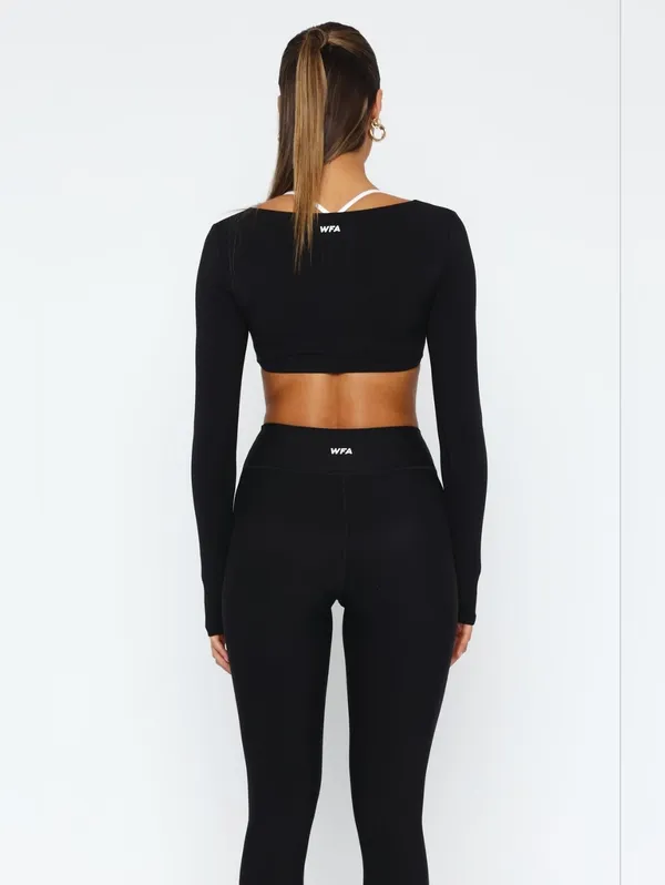 White Fox Active Thriving Long Sleeve Crop Black Small - Image 4