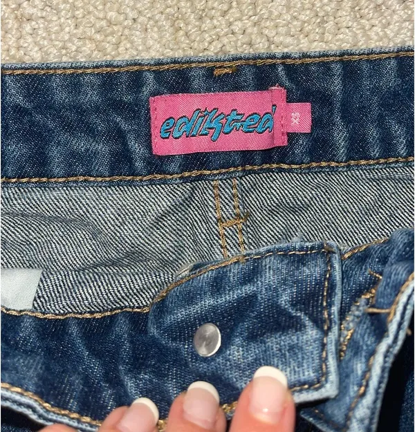 Edikted Mini Denim Skirt - Image 3