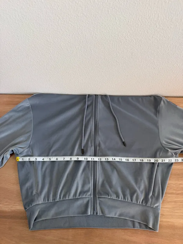 Alo Yoga Velour Glimmer Full Zip Hoodie Steel Blue - Image 7