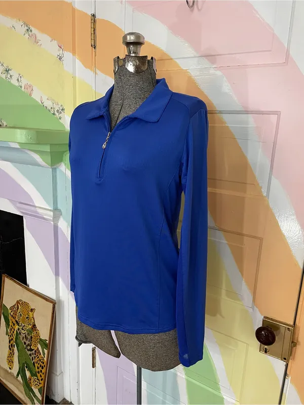 San Soleil SoCool Golf Tennis Long Sleeve Mesh Panel Shirt UPF 50 Sz S 💚🎀 - Image 4
