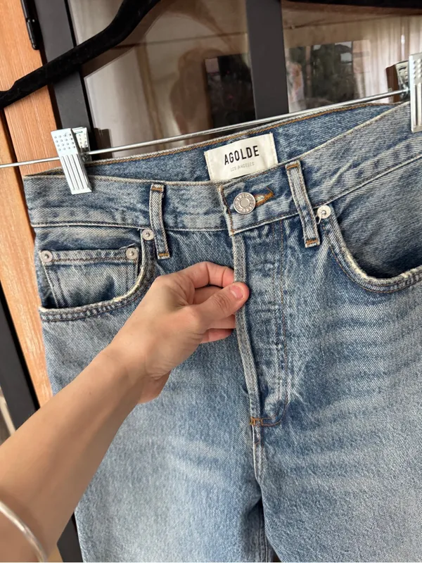 AGOLDE 90s Pinch Waist High Rise Straight Jeans Harmonic light wash denim - Image 6