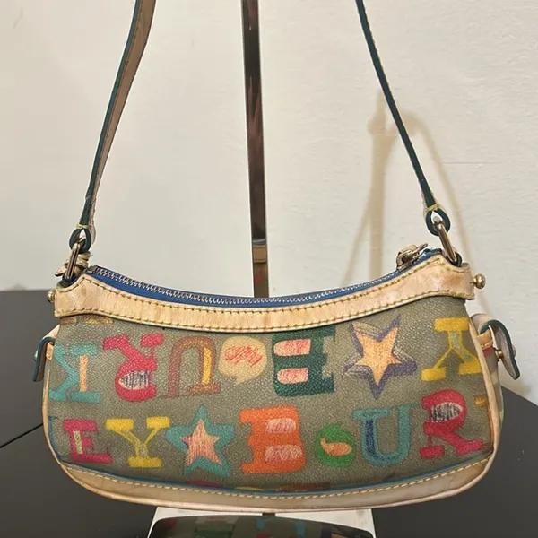 Dooney & Bourke Rainbow Zipper Bag, Heart Charm. Coated Canvas & Leather - Image 5