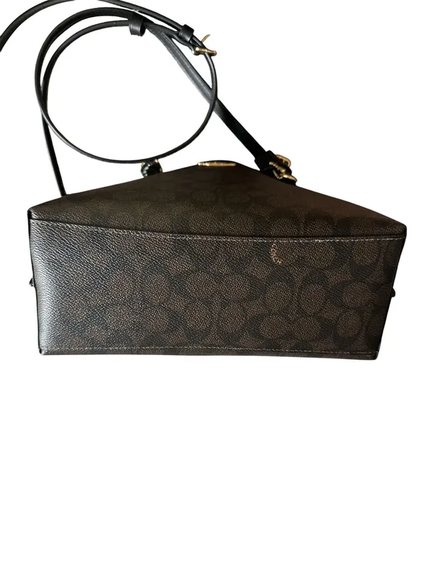 Coach Mollie Tote 25 in Signature Canvas Walnut Black CV965 Crossbody - Image 8