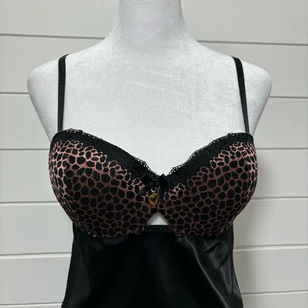 Thalia Sodi Black Cheetah Print Chemise Black&Brown Size‎ M - Image 9