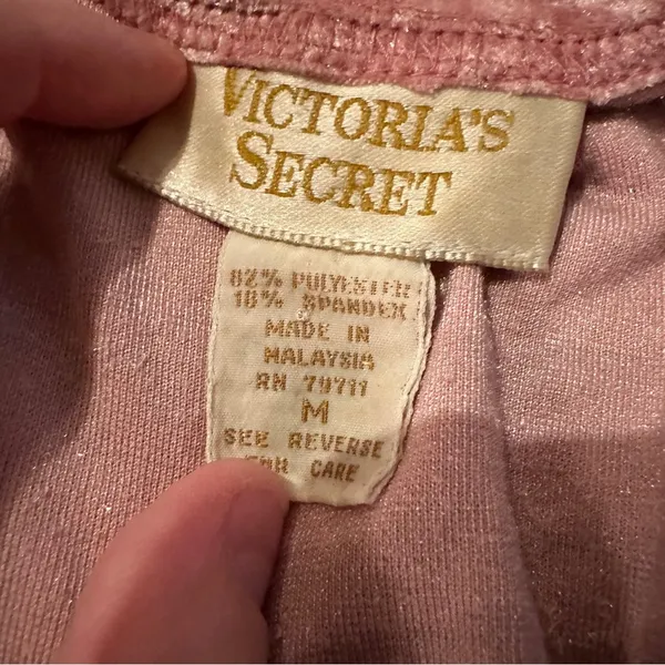 Vintage Gold Label Victoria's Secret Pink Velvet Short Sleeve Mini‎ Dress Sz M - Image 5