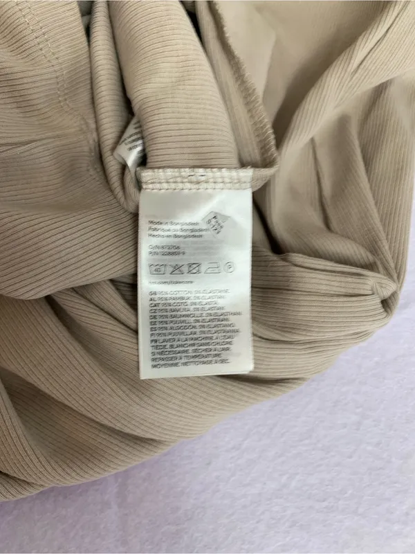 HM Beige Scoop Neck Ribbed Knit Maxi Dress XS Women Sleeveless Tank Bodycon - Image 5