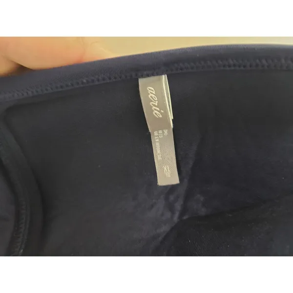 Aerie Navy Blue Triangle Ruched Halter Bikini‎ Top XL 1873 Vacation Summer Beach - Image 3