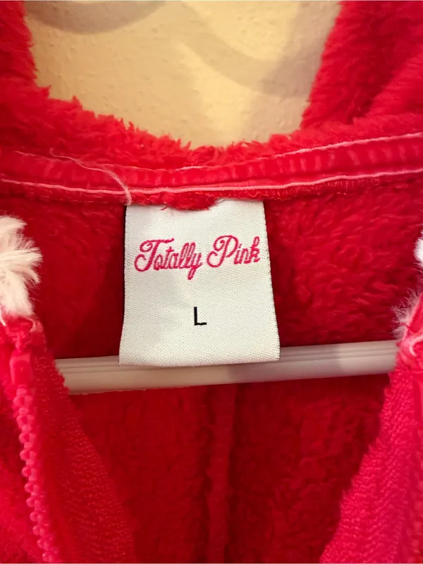 Cozy Red Hooded Fleece One-Piece Pajama with Pom-Tie Hood - Image 2