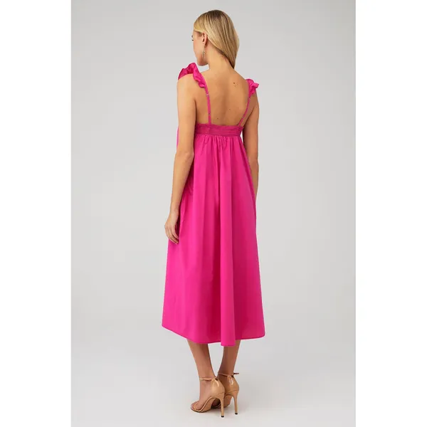 Show Me Your Mumu‎ Midi Dress Women Small Hot Pink Boho Ruffle Pocket - Image 3