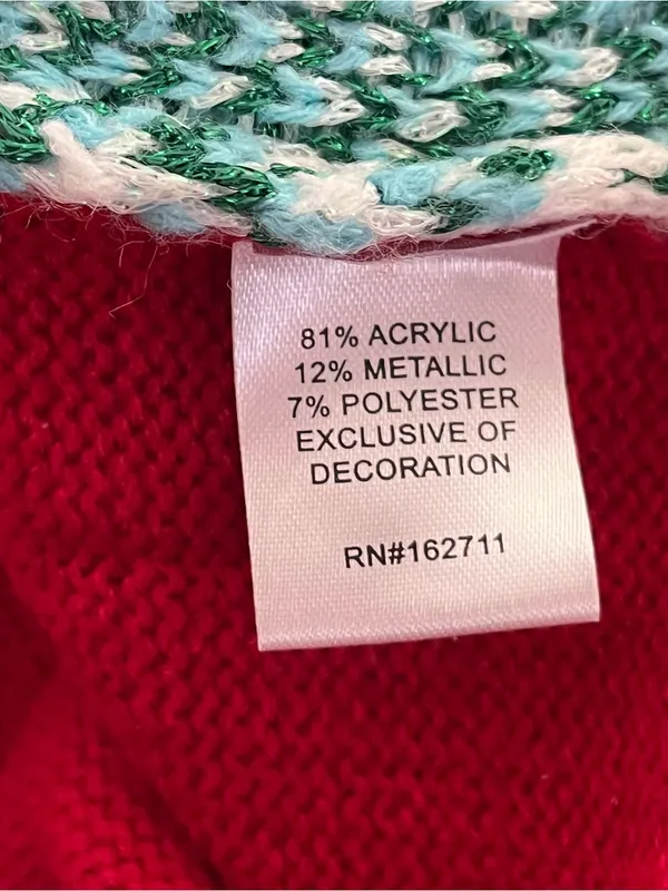 Blizzard Bay Crewneck Ugly Christmas Sweater Embellished Santa Red S - Image 3