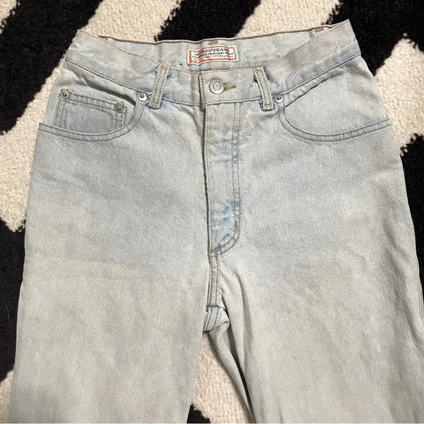 Vintage 80s 90s Guess • denim high waist light wash tapered leg mom jeans sz 24 - Image 4