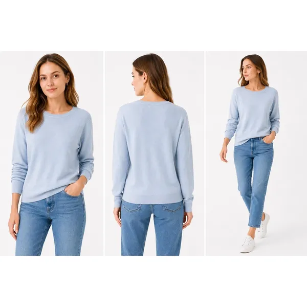 J.Crew Teddie Sweater Womens Medium Blue Lightweight Crew Neck Long Sleeve Knit - Image 2